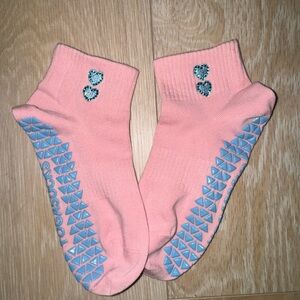 Pink Grip Socks with Heart Design